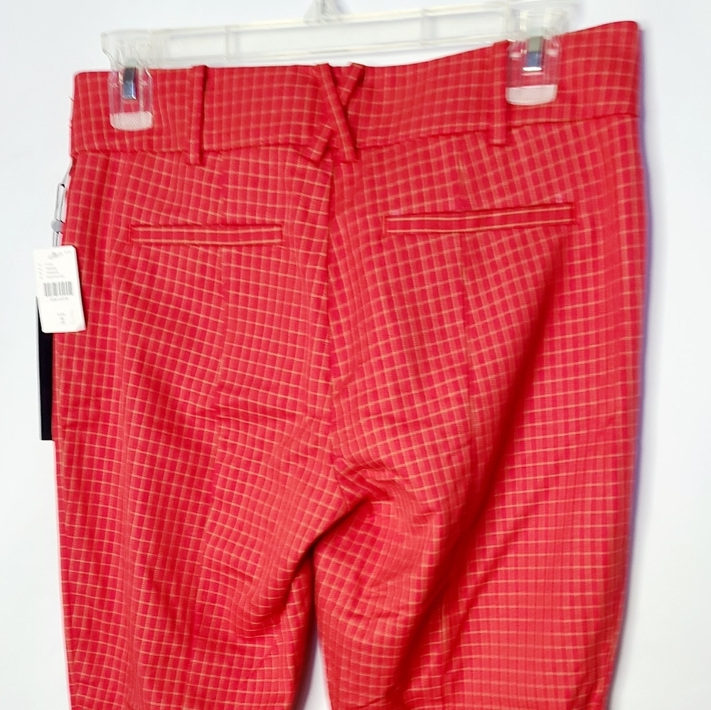 NWT Anthropologie straight leg checkered red career business work pants sz 2 - Picture 8 of 11